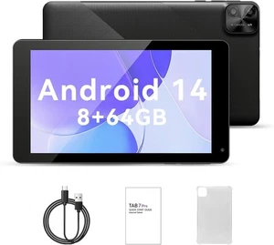 7 inch Android 14 Tablet PC with 8GB RAM 64 GB ROM,512GB Expand, 8-Core, 5G WiFi - Picture 1 of 8