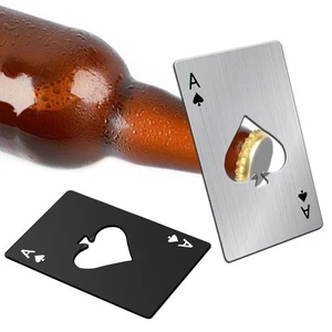 Poker Bottle Soda Beer Cap Opener Playing Card Ace Of Clubs/Spades Bar Tool Gift - Photo 1/14