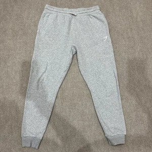 GymShark Crest Joggers Sweatpants Men's Medium Light Gray Tapered Fit Pants - Picture 1 of 9