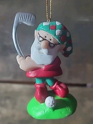 Adorno de Papá Noel de golf vintage Avon - 2,75" Navidad golfista marca ST Foto 1 de 4