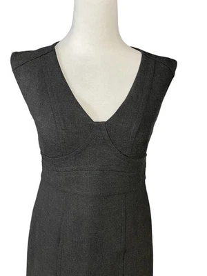 Vestido Ann Taylor Loft Mujer 0 Gris Sin Mangas Cuello en V Funda Carrera Oficina Nuevo Foto 1 de 4