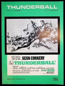 Thunderball 1965 Sheet Music Theme Song Movie Tie-in Sean Connery James Bond 007 - Picture 1 of 3