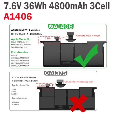 🧡Battery A1495 A1406 For Apple MacBook Air 11'' A1465 A1370 2011 2013 2014 2015 - Image 1 of 4
