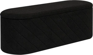 Black Oval Storage Ottoman Bench 3-in-1 Footrest Seat 110x38x38cm - Picture 1 of 11
