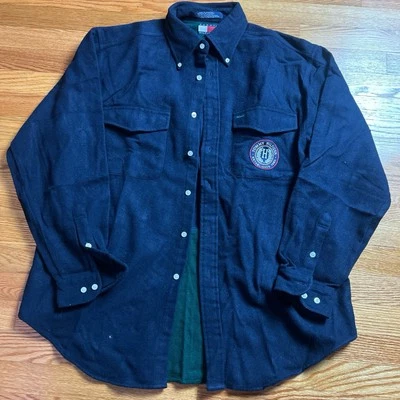 Camisa Tommy Hilfiger Para Hombres Mezcla de Lana Abotonada Bordada Cresta Talla Mediana  Foto 1 de 4