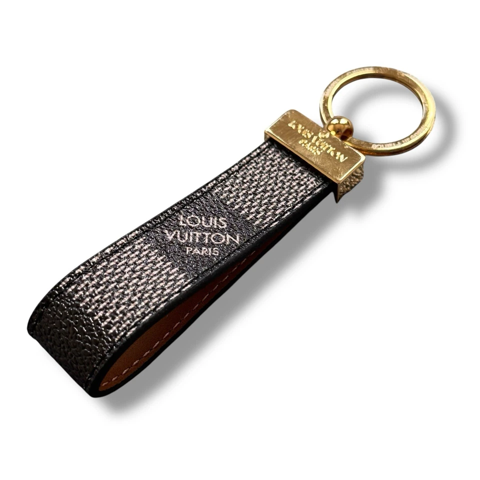 Louis Vuitton LV Black White Monogram Dragonne Key Ring Keychain M65221 - CX0197 - Image 1 of 4