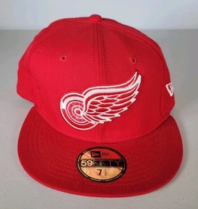 Detroit Red Wings New Era 59fifty Fitted Baseball Hat Cap Sz 7 1/2 NHL Red Wool - Picture 1 of 16