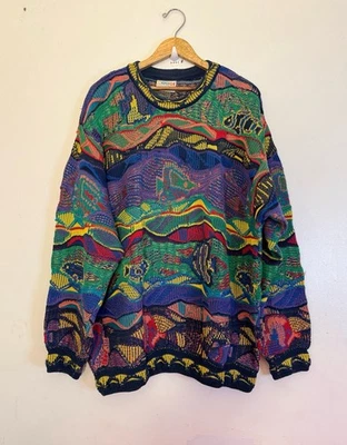 Rare Vintage COOGI Sweater XL Tropical Fish Print Theme Knit Pullover Australia - Image 1 of 4
