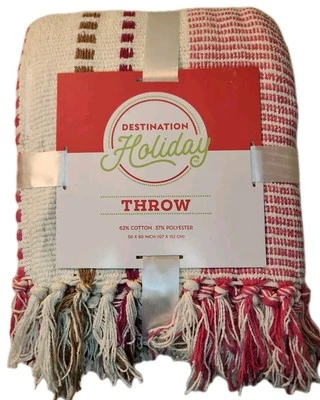Destination Holiday Bright Pink Microfiber Throw Blanket 50" x 60" NEW w Tags - Image 1 of 4