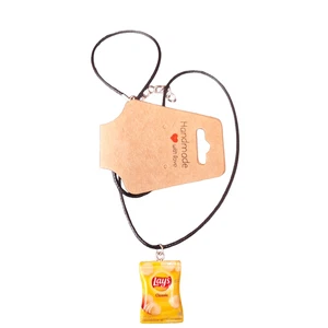 Lays Crisps Yellow Necklace Pendant With Black Cord 18" Inch. UK Stock - Picture 1 of 3