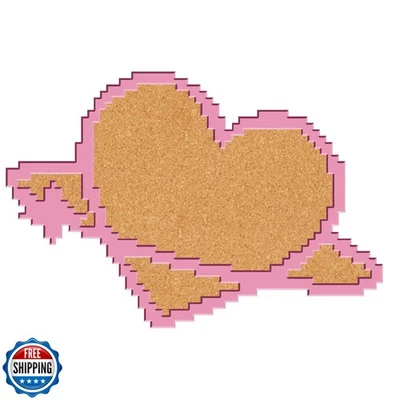 CRASPIRE Heart Pin Cork Board 11.8x8.03In Framed Bulletin Display Badge Woode - Image 1 of 4