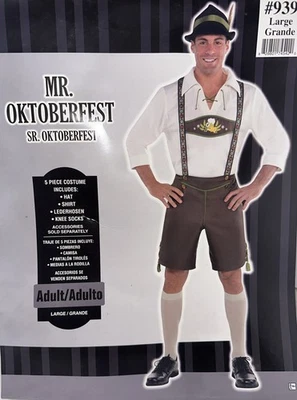 Disfraz Mr. Oktoberfest Adulto 5 Piezas Lederhosen Conjunto Completo Grande Para Hombre Foto 1 de 4