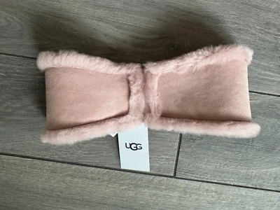 Diadema de piel de oveja genuina reversible UGG, NUBE ROSA, NUEVA CON ETIQUETAS $105, L/XL Foto 1 de 2