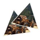 2x Triangle Shape Vinyl Stickers Timber Wood Logs Logging Trees #53484