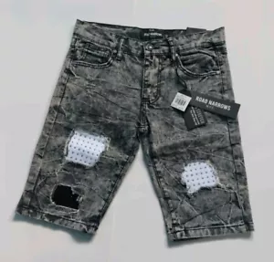 Road narrows  youth boys long bike skate Denim shorts Distressed Gray size 12 - Picture 1 of 8