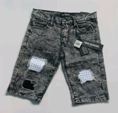 Carretera estrecha jóvenes niños bicicleta larga patín Denim pantalones cortos gris envejecido talla 12 Foto 1 de 4