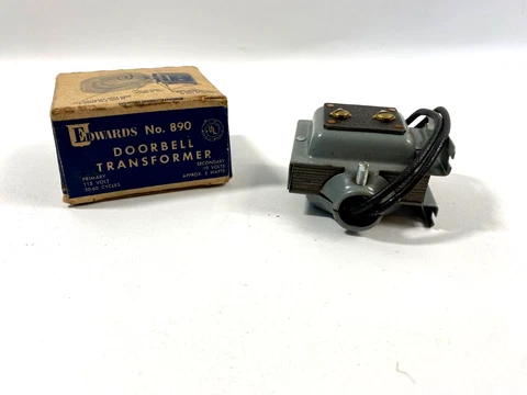 Vintage EDWARDS Doorbell Transformer No. 890 New Old Stock USA Made Cover