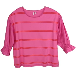Cato Top Pink Stripe Women Size 18-20W 3/4 Sleeve Tunic Blouse - Picture 1 of 10