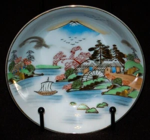 VINTAGE Porcelain KUTANI Mount Fuji 1930's Bowl 5" Hand Painted Made in Japan - Picture 1 of 3