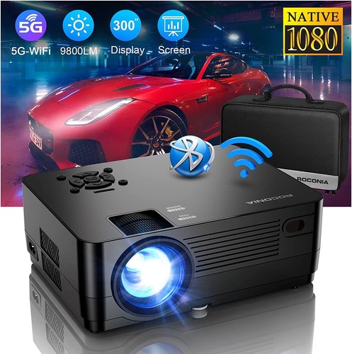 5G WiFi Bluetooth Native 1080P 9800LM Full HD 4k Home Movie Projector w/ Screen