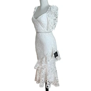 Lulus Briarwood White Lace Ruffle Midi Dress S Romantic Cottagecore Bridal Party - Picture 1 of 16