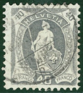 SWITZERLAND Helvetia Stamp Scott.108 40c Grey (1906) CDS Used Cat $23+ ORANGE46 - Picture 1 of 6