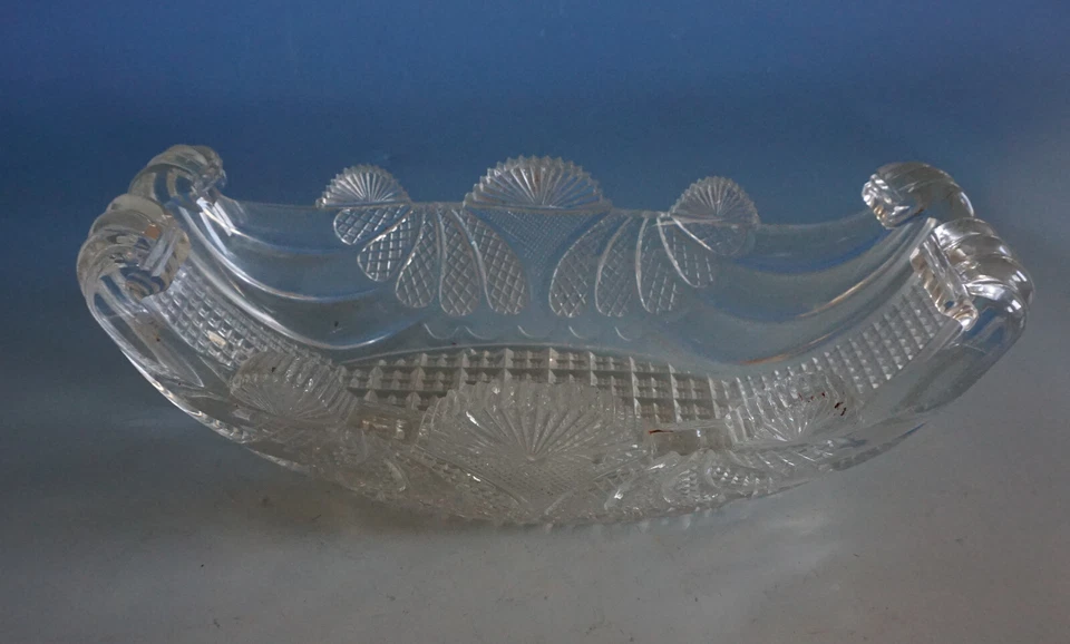 RS0123-104: Seltene Biedermeier Kristall Glas Gondel Schale 19 Jhdt. wohl Böhmen - Bild 1 von 4