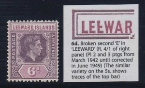 Leeward Islands, SG 109ab, Mint, mild HR "Broken E" variety - Picture 1 of 1