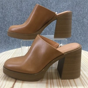 Universal Thread Mules Womens 11 Tess Platform Brown Faux Leather Heels Casual - Picture 1 of 16