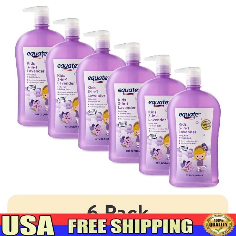 Niños 3 en 1 Lavanda Cuerpo Cabello Burbuja Baño Suave Piel Sensible Paquete de 6 Nuevo Foto 1 de 4