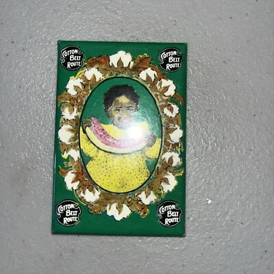 Cotton Belt Route Pocket Mirror 2”x3” Green Frame Yellow Dress Baby Watermelon - Image 1 of 2