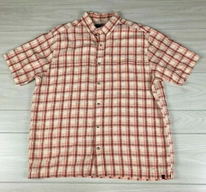 Woolrich Button Up Shirt Size XL Collar Plaid Red Short Sleeve Outdoor FLAW - Picture 1 of 8