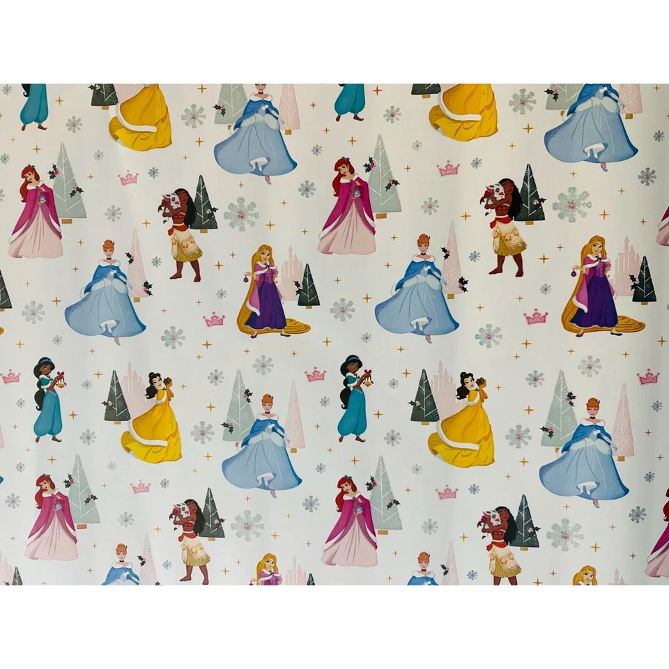Hallmark Wrapping Paper Christmas Disney Princesses White 30 sq ft Roll Holiday - Image 1 of 2