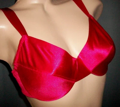 Sujetador De Colección Rojo Brillante Segunda Piel Nailon Spandex 36 B Foto 1 de 4