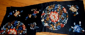 Antique hand beautiful color embroidery Chinese black fine silk salvage piece - Picture 1 of 16