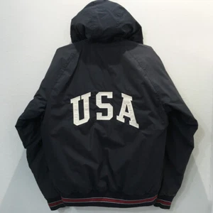 VTG POLO Ralph Lauren USA FLAG LOGO DOWN JACKET HOODIE YOUTH SIZE XL - Picture 1 of 8
