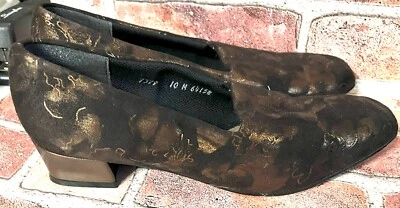 MAGDESIANS BROWN LEATHER METALLIC BRONZE COPPER LOW HEEL PUMPS 10M 64158 - Image 1 of 4