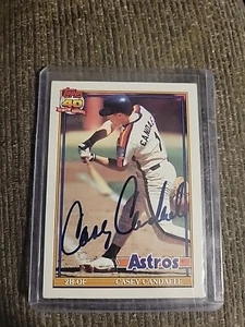 1991 Topps Baseball Casey Candaele Auto Houston Astros #602 Signed - Picture 1 of 2