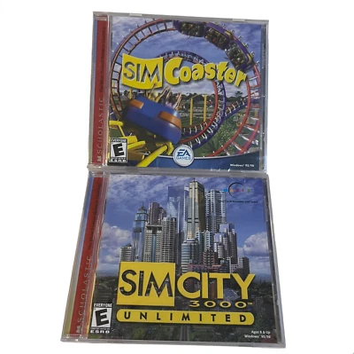 SimCity 3000 Unlimited (PC, 2001) Windows 95, 98 Sim Coaster Lot New Sealed - Image 1 of 4