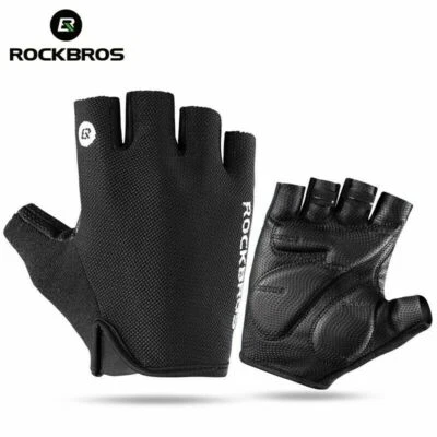 ROCKBROS Cycling Non-slip Fingerless Gloves Sports Bike Shockproof Gloves NEW - Image 1 of 4