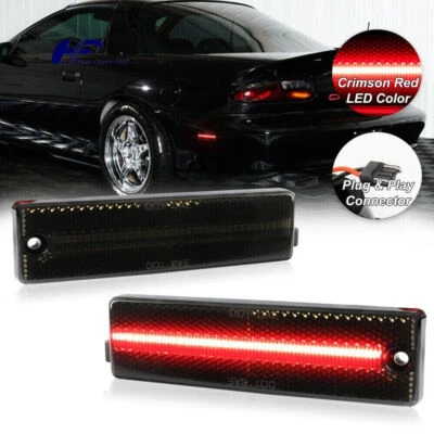 For Chevrolet Camaro 1993-2002 Smoked Lens Rear Bumper LED Side Marker Lights 2X - Image 1 of 4