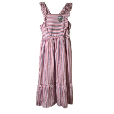 Maxi Vestido Solero Gap Kids Caramelo Rayas Volantes Correa Espalda Calada Niñas Talla L 10 NUEVO Foto 1 de 4