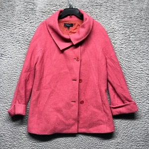 Talbots Womens Coat 14 Pink Cowl Neck Button Front Wool Blend Outerwear - Picture 1 of 7