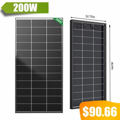 Bifacial Solar Panel 200W 12V Solar Battery Home PV Off-Grid Boat Power Charger - Image 1 of 4