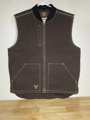 Cowboy Hardware Vest Mens XL Brown Full Zip Heavy Canvas Lined Embroidered Logo! - Изображение 1 из 4