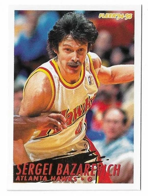 1994-95 Fleer Basketball Sergei Bazarevich Rookie Card #241 Atlanta Hawks RC - Image 1 of 2