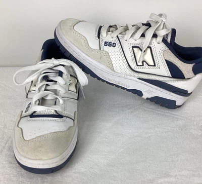 New Balance Leather Low Top 550 Sneakers White Dusty Blue Women's Size 7 Men 5.5 - Image 1 of 4