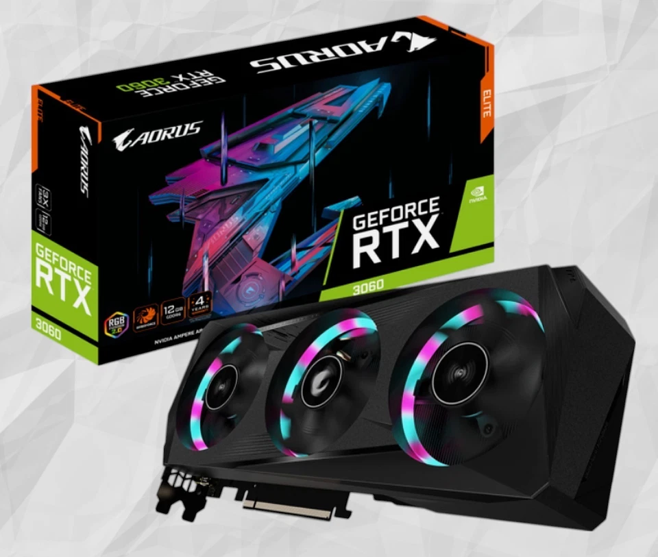 AORUS GeForce RTX™ 3060 ELITE 12GB GDDR6 rev.2.0 ~ New In Box ~ 2x HDMI, 2x DP - Image 1 of 4