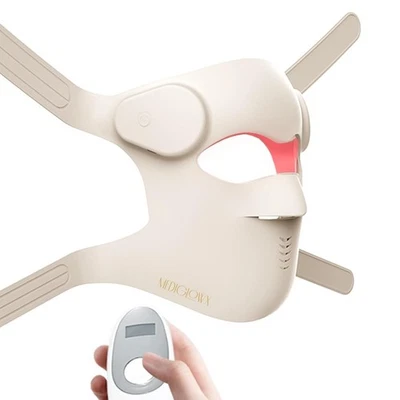 Máscara facial MediGlowX LED terapia luz vermelha, sem fio, controle remoto, 9 cores RB-008T - Imagem 1 de 4