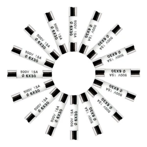 20PCS 15A 500v Slow-Blow Ceramic Fuses, 15 Amp MDA15A, T15A, 6X30mm, Fast Ship - Picture 1 of 3